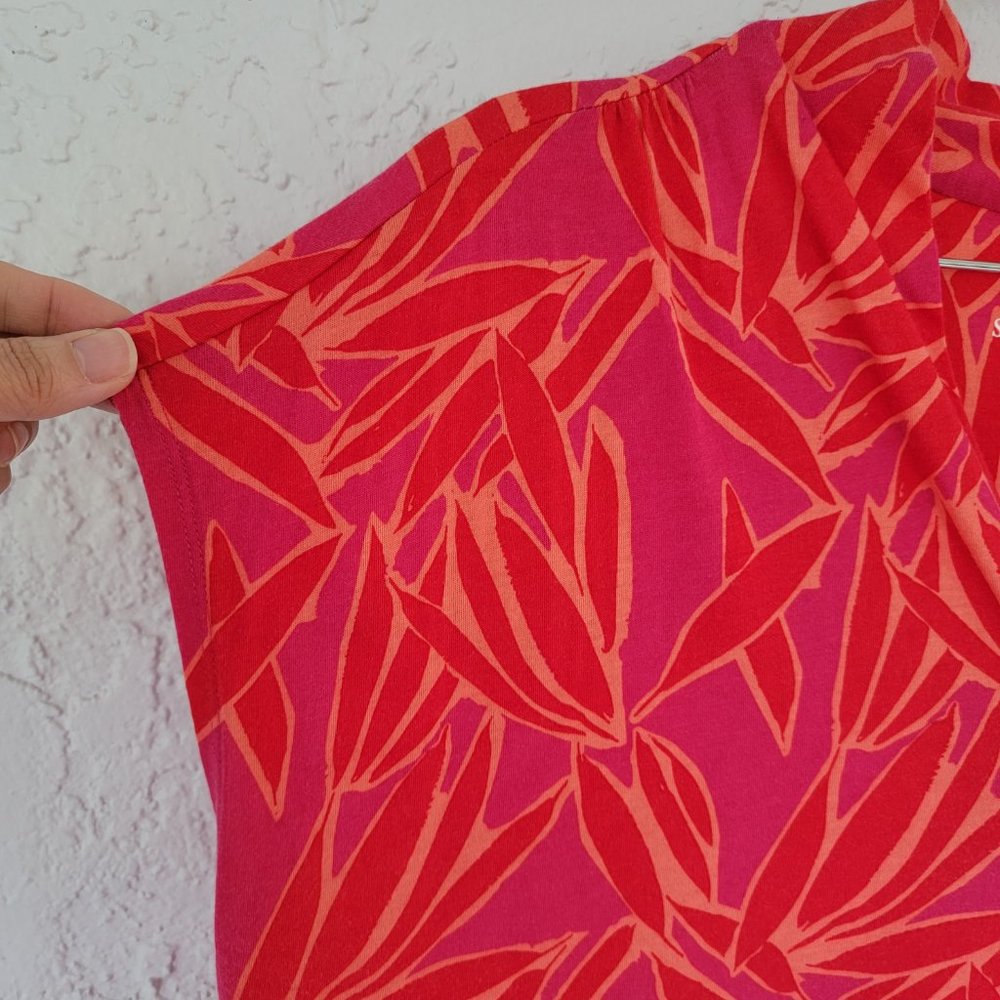 Soft Surroundings Floral Top Red Orange Woman L - Picture 4 of 8